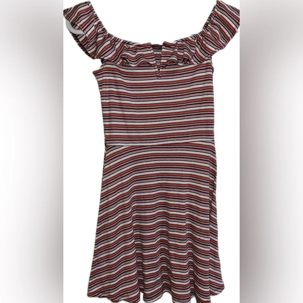 AEROPOSTALE Striped V-Wire Off-The-Shoulder Fit & Flare Mini Dress Size Small - Picture 6 of 12